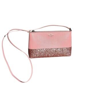 Kate Spade New York Flash Leather Crossbody Pink Glitter NWOT